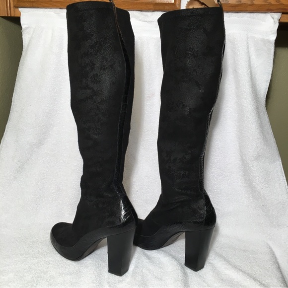 DONALD J. PLINER Boots DISTRESSED SUEDE Black - Sz 8.5 M Made in SPAIN - Picture 4 of 16